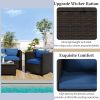 Outdoor, Patio Furniture Sets, 5 Piece Conversation Set Wicker Rattan Sectional Sofa with Seat Cushions