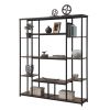 Bookcase and Bookshelf, Home Office 5 Tier Bookshelf, Open Freestanding Storage Shelf with Metal Frame