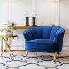 Modern Velvet Accent Barrel Chair Leisure Accent Chair Living Room Upholstered Armchair Vanity Chair for Bedroom Meeting Room, Blue