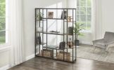 Bookcase and Bookshelf, Home Office 5 Tier Bookshelf, Open Freestanding Storage Shelf with Metal Frame