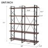 Home Office 5 Tier Bookshelf, Industrial Bookcase for Office with Metal Frame, X Design Etageres Storage Shelf