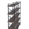 Home Office 5 Tier Bookshelf, Industrial Bookcase for Office with Metal Frame, X Design Etageres Storage Shelf