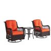 Outdoor Chairs Set 3 Pieces Set Furniture Set for Balcony Rattan Chairs and Table with Cushions - Orange XH