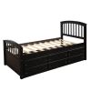 Twin Size Platform Storage Bed Solid Wood Bed with 6 Drawers