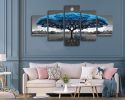 Canvas Wall Art for Living Room Decor-Blue Tree Wall Paintings-Nature Wall Art-Landscape Picture Framed Artwork for Bedroom Home Decoration-5 Panels