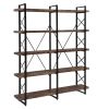 Home Office 5 Tier Bookshelf, Industrial Bookcase for Office with Metal Frame, X Design Etageres Storage Shelf