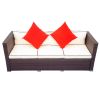 3 Piece Patio Sectional Wicker Rattan Outdoor Furniture Sofa Set