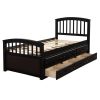 Twin Size Platform Storage Bed Solid Wood Bed with 6 Drawers