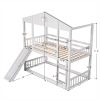 Twin over Twin House Bunk Bed with Convertible Slide and Ladder,Converts into 2 Separate Platform Beds