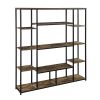 Bookcase and Bookshelf, Home Office 5 Tier Bookshelf, Open Freestanding Storage Shelf with Metal Frame