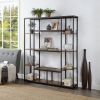 Bookcase and Bookshelf, Home Office 5 Tier Bookshelf, Open Freestanding Storage Shelf with Metal Frame