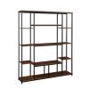 Bookcase and Bookshelf, Home Office 5 Tier Bookshelf, Open Freestanding Storage Shelf with Metal Frame