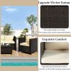 Outdoor, Patio Furniture Sets, 5 Piece Conversation Set Wicker Rattan Sectional Sofa with Seat Cushions