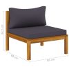 6 Piece Patio Lounge Set with Cushion Solid Acacia Wood