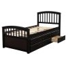 Twin Size Platform Storage Bed Solid Wood Bed with 6 Drawers