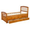 Twin Size Platform Storage Bed Solid Wood Bed with 6 Drawers