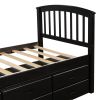 Twin Size Platform Storage Bed Solid Wood Bed with 6 Drawers