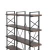 Home Office 5 Tier Bookshelf, Industrial Bookcase for Office with Metal Frame, X Design Etageres Storage Shelf