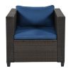 Outdoor, Patio Furniture Sets, 5 Piece Conversation Set Wicker Rattan Sectional Sofa with Seat Cushions