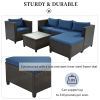 Outdoor, Patio Furniture Sets, 5 Piece Conversation Set Wicker Rattan Sectional Sofa with Seat Cushions