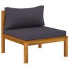 6 Piece Patio Lounge Set with Cushion Solid Acacia Wood