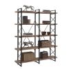 Home Office 5 Tier Bookshelf, Industrial Bookcase for Office with Metal Frame, X Design Etageres Storage Shelf