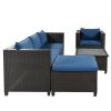 Outdoor, Patio Furniture Sets, 5 Piece Conversation Set Wicker Rattan Sectional Sofa with Seat Cushions