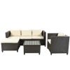 Outdoor, Patio Furniture Sets, 5 Piece Conversation Set Wicker Rattan Sectional Sofa with Seat Cushions